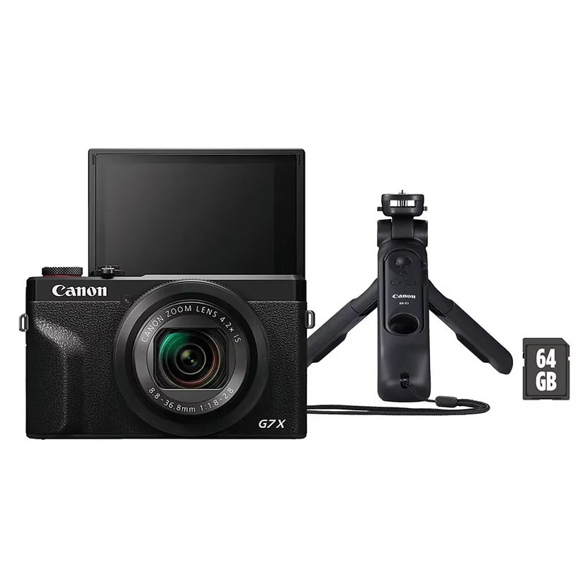 Canon Powershot G7X Mark III Vlogger Kit + 64 GB SD card – Black (Canon 3637C027)